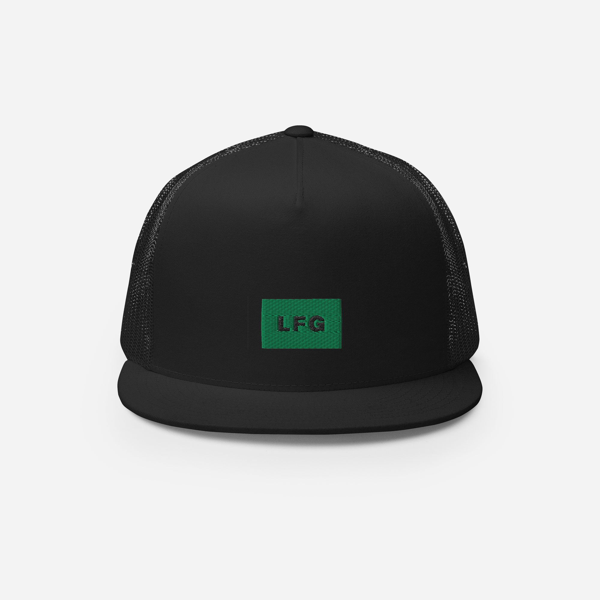 5 Panel Trucker Cap - Black - LFG (green)