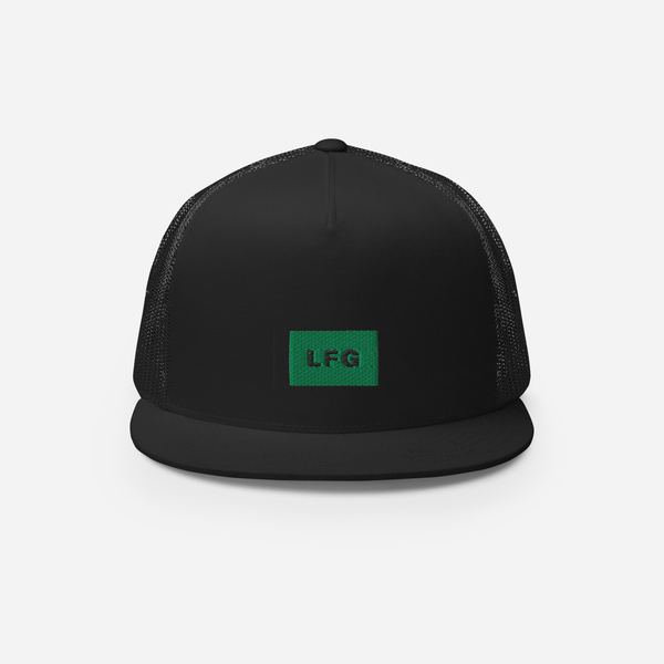 5 Panel Trucker Cap - Black - LFG (green)