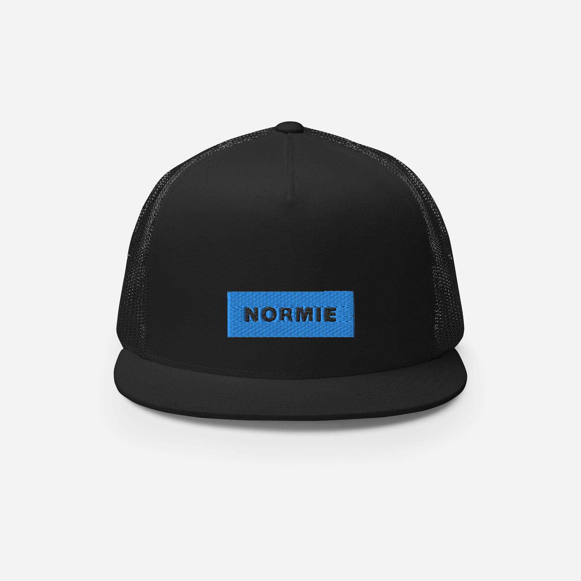 5 Panel Trucker Cap - Black - NORMIE (blue)