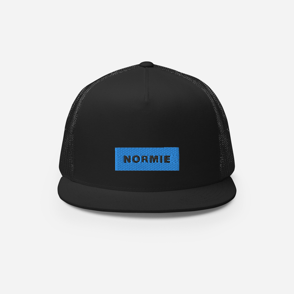 5 Panel Trucker Cap - Black - NORMIE (blue)