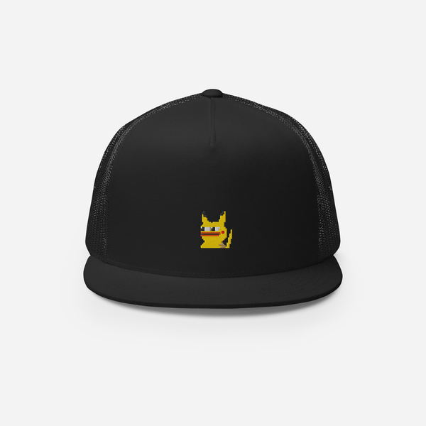 5 Panel Trucker Cap - Black - Pepekachu