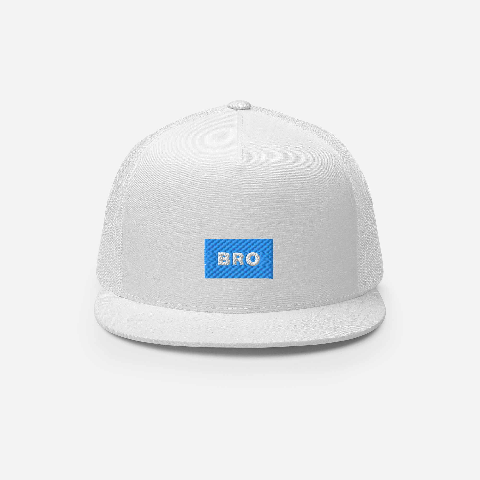 5 Panel Trucker Cap - White - BRO (blue)