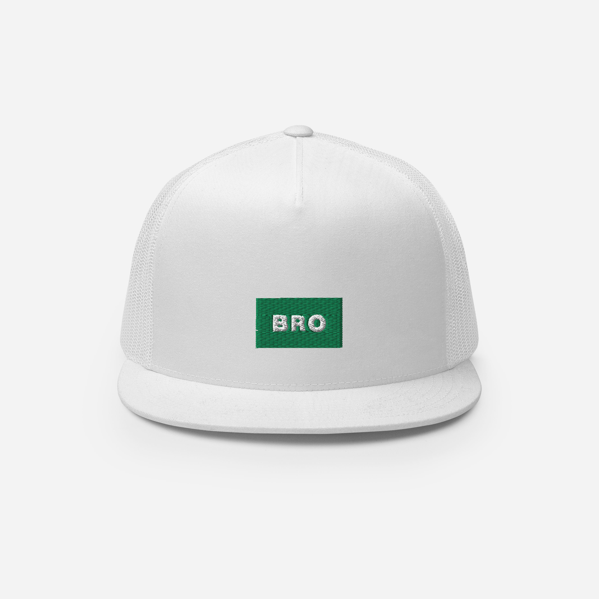5 Panel Trucker Cap - White - BRO (green)