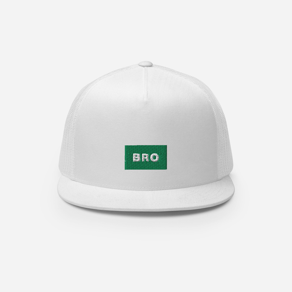 5 Panel Trucker Cap - White - BRO (green)