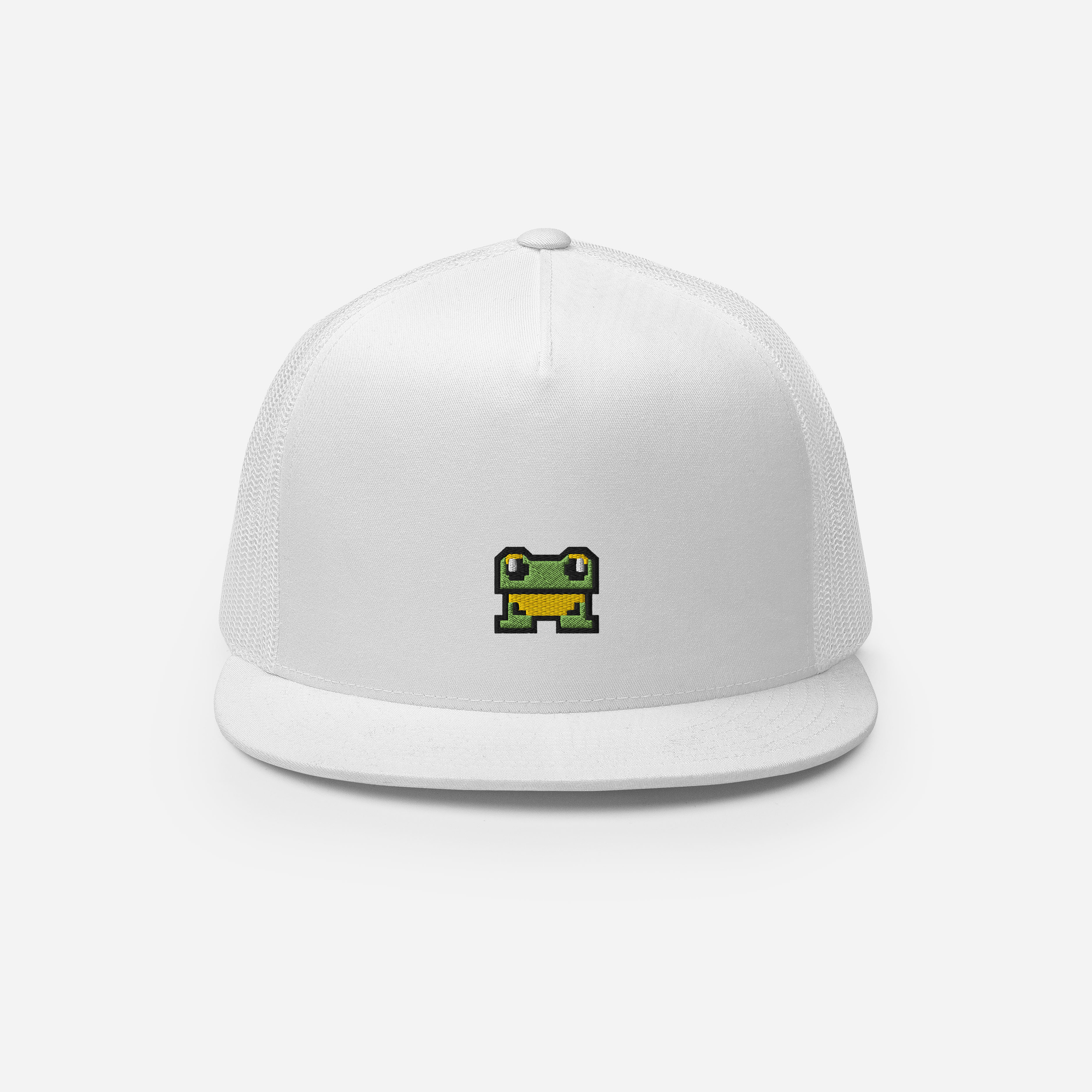 5 Panel Trucker Cap - White - FrogFolio