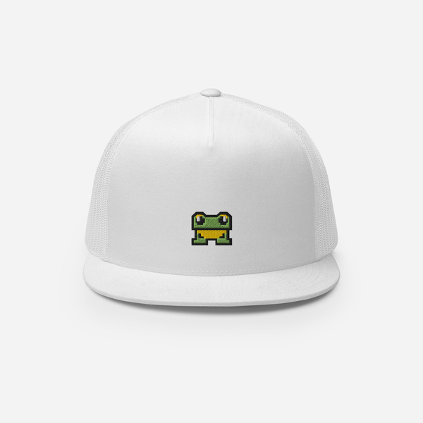 5 Panel Trucker Cap - White - FrogFolio