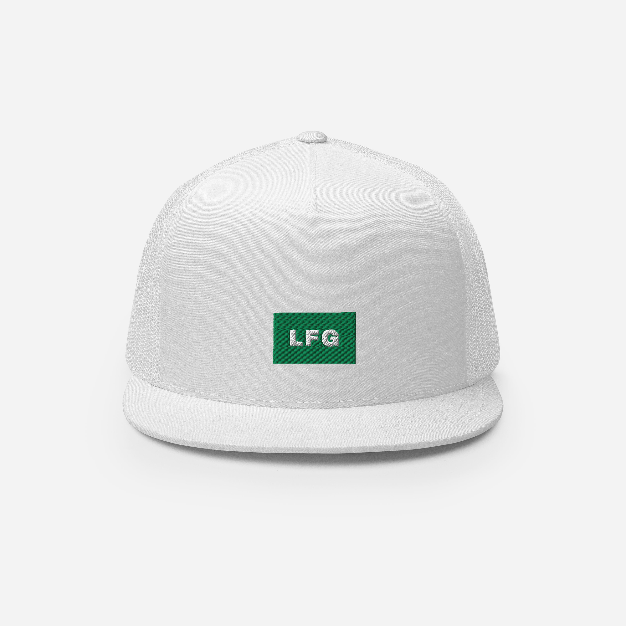 5 Panel Trucker Cap - White - LFG (green)