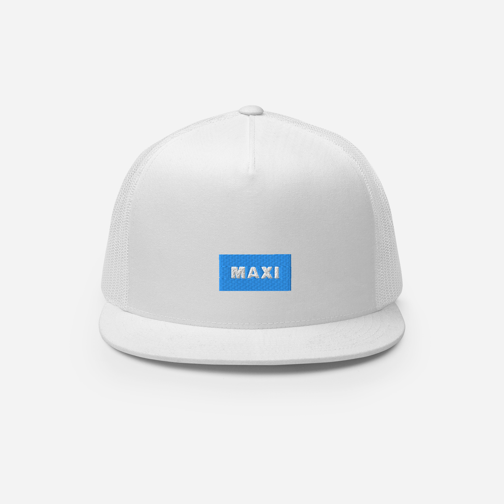 5 Panel Trucker Cap - White - MAXI (blue)