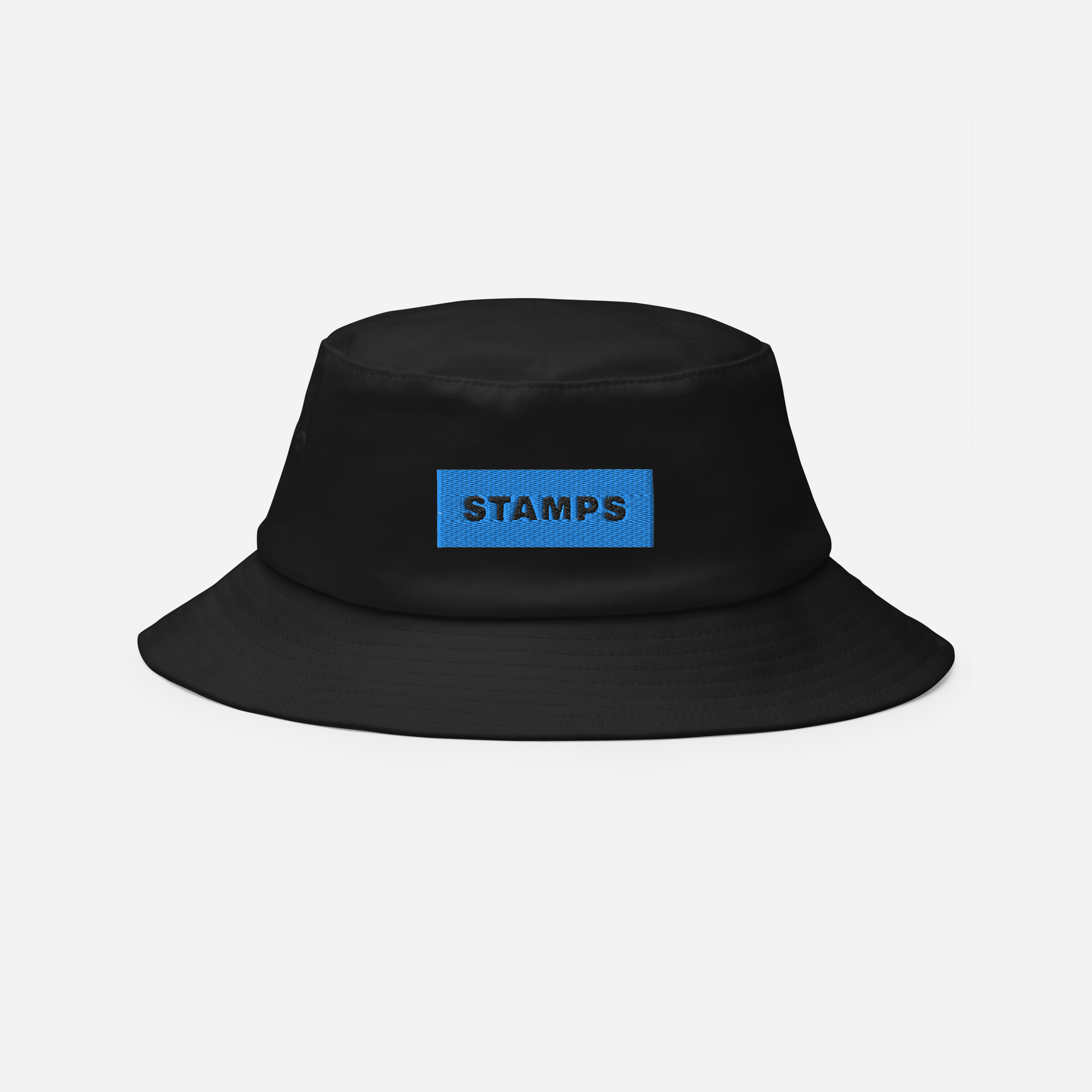 Bucket Hat - Black - STAMPS (blue)