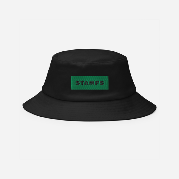 Bucket Hat - Black - STAMPS (green)
