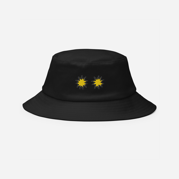 Bucket Hat - Black - StarsEyes (yellow)