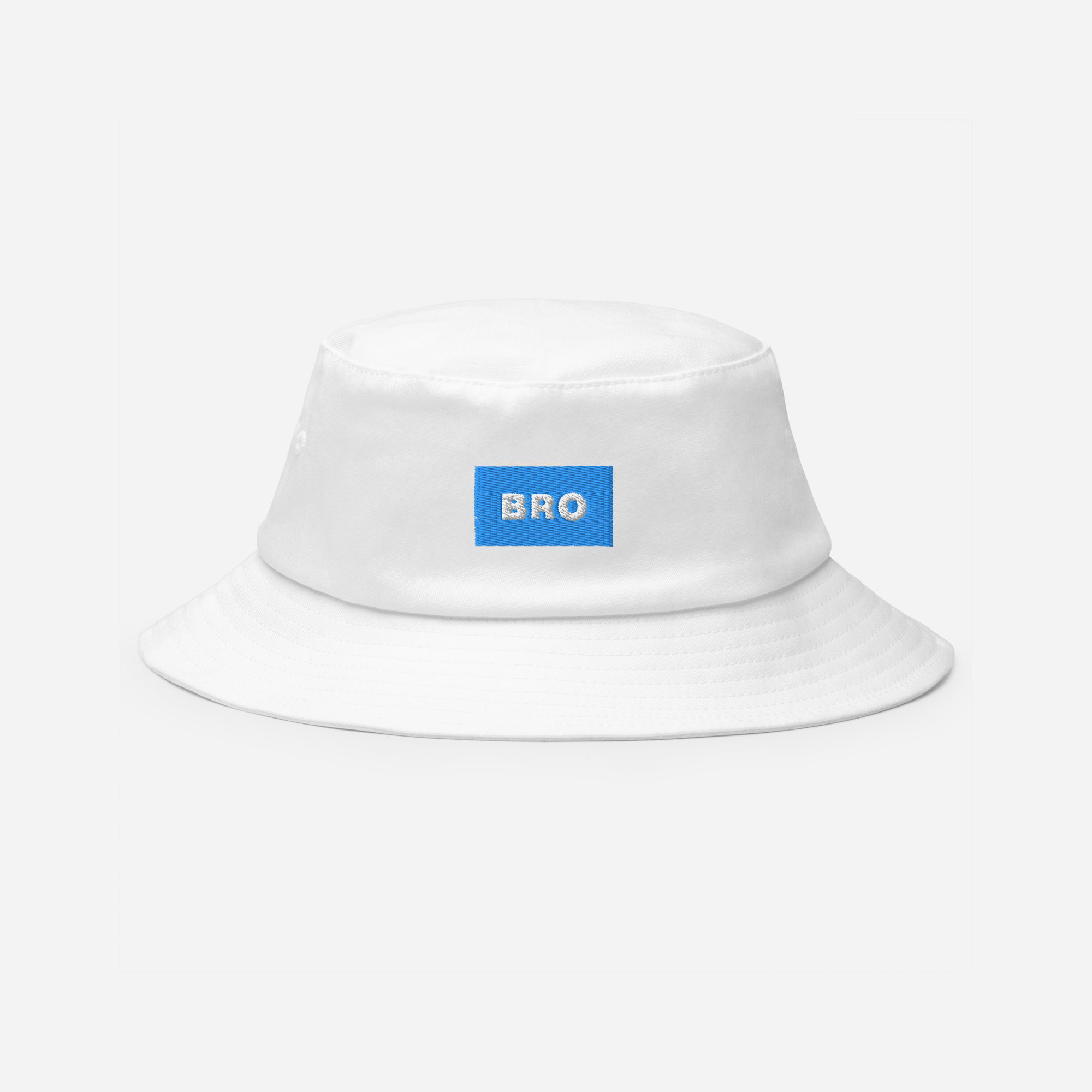 Bucket Hat - White - BRO (blue)