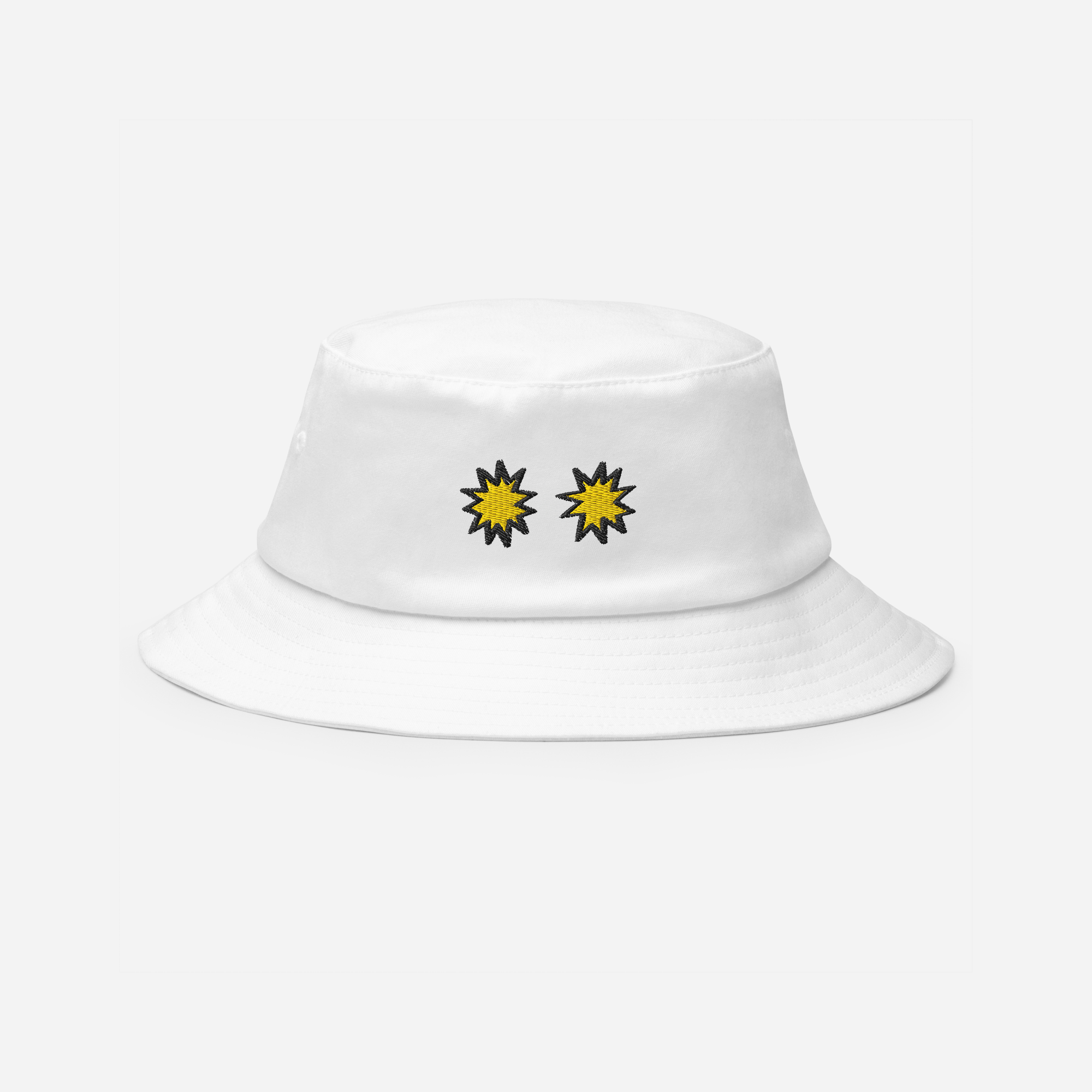 Bucket Hat - White - StarsEyes (yellow)