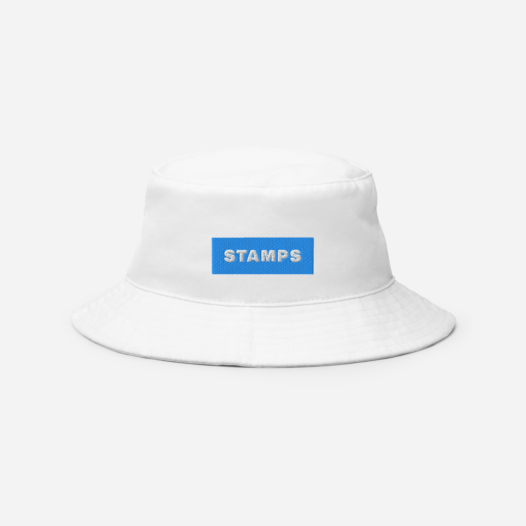 Bucket Hat Soft - White - STAMPS (blue)