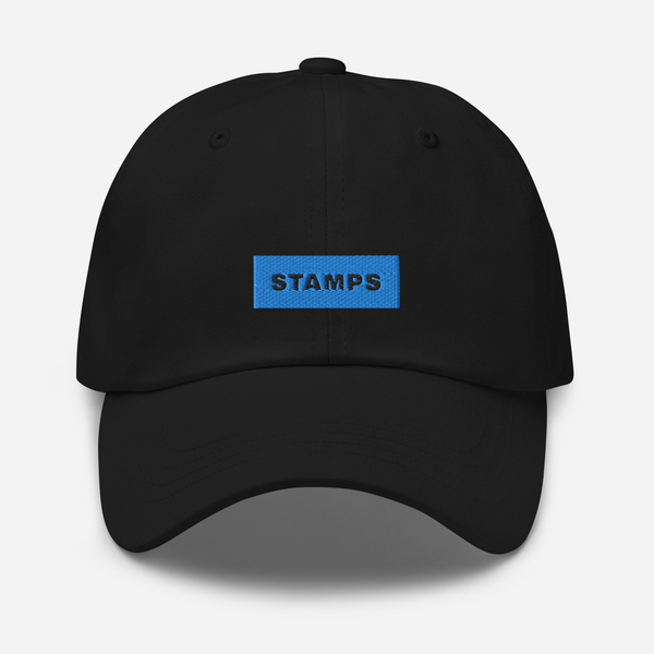 Classic Dad Hat - Black - STAMPS (blue)