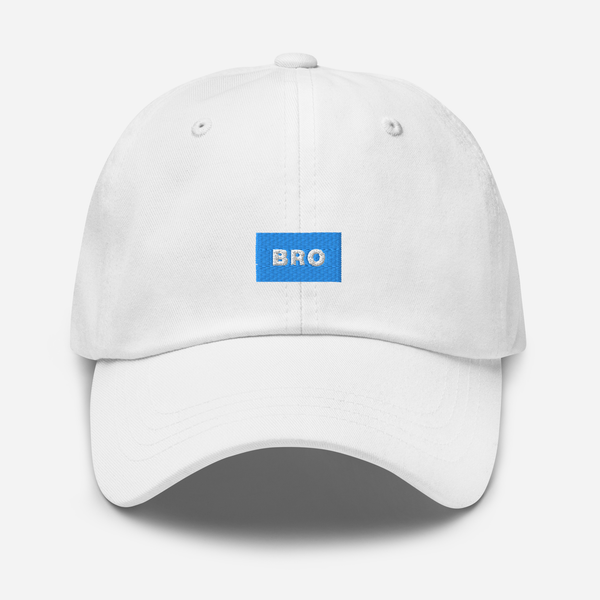 Classic Dad Hat - White - BRO (blue)