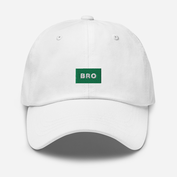 Classic Dad Hat - White - BRO (green)