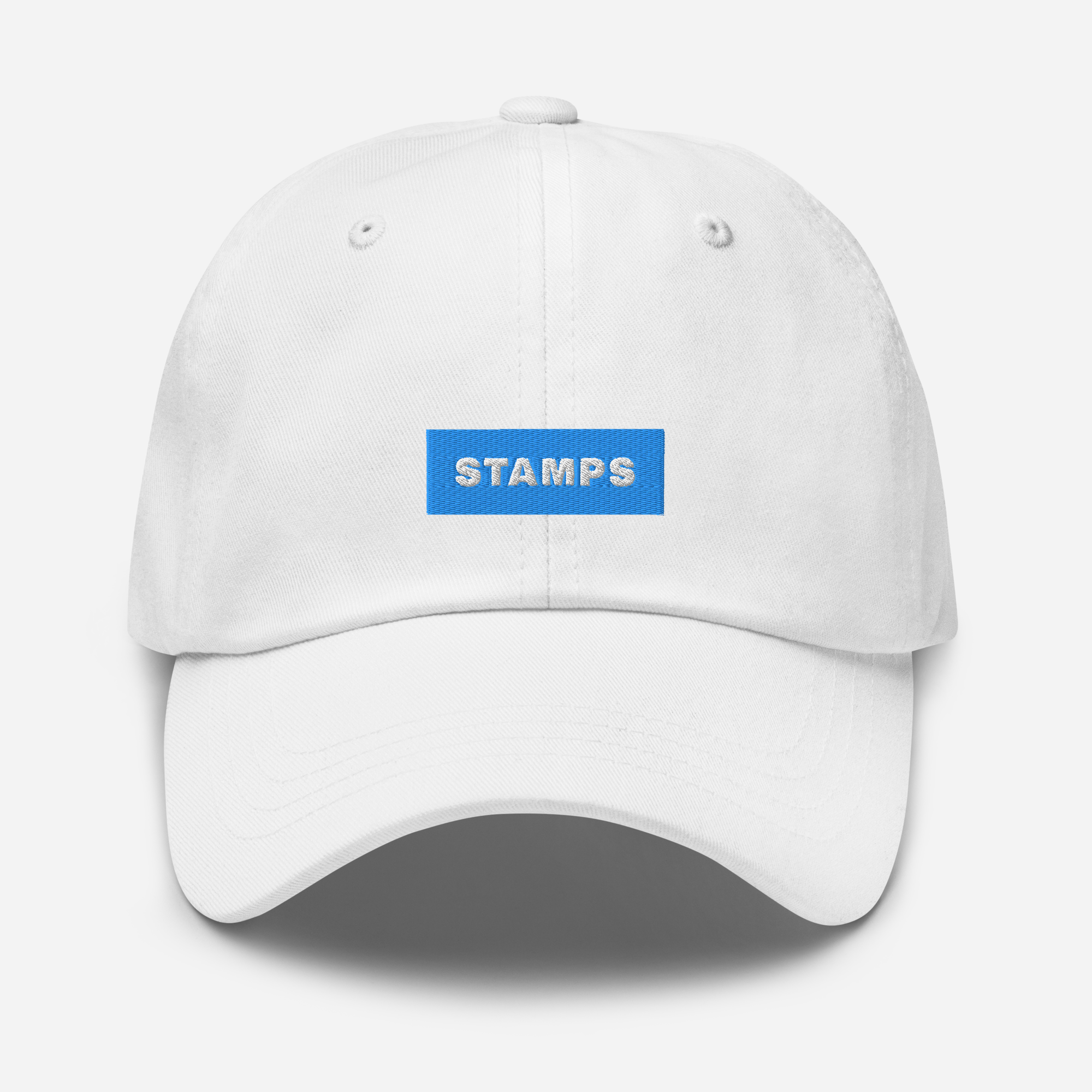 Classic Dad Hat - White - STAMPS (blue)