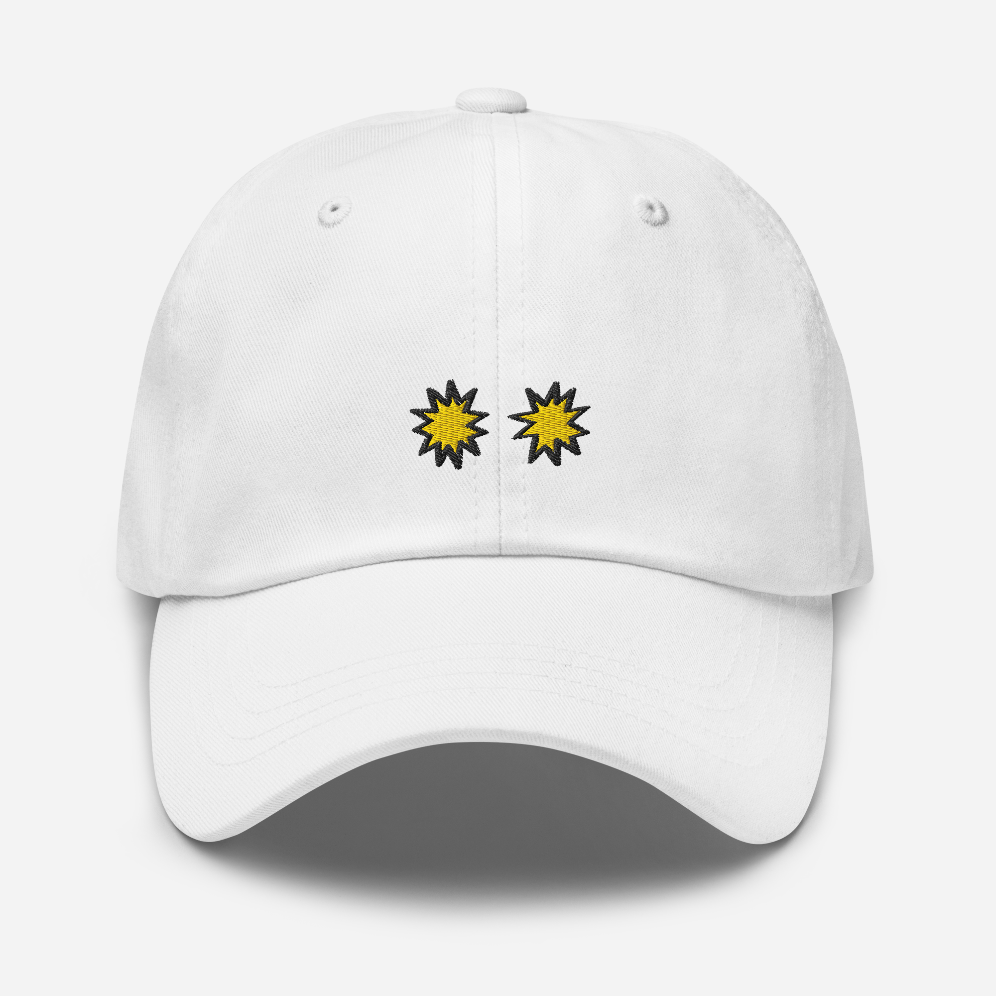 Classic Dad Hat - White - StarsEyes (yellow)