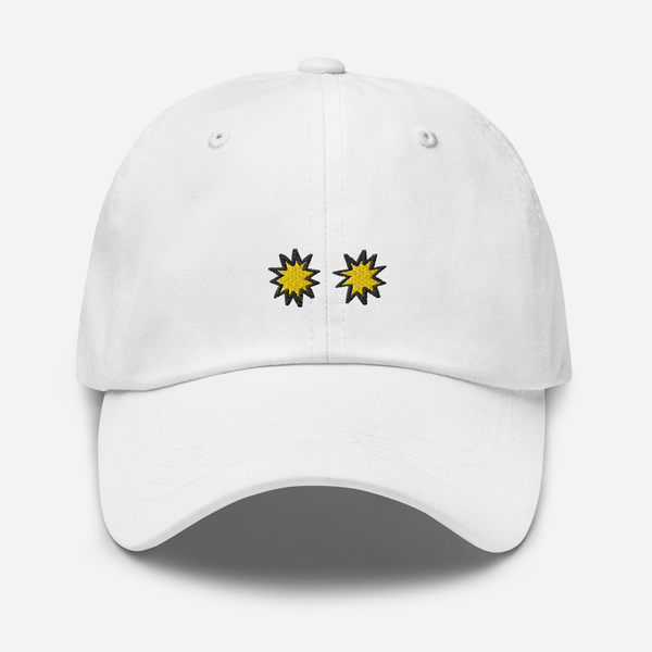 Classic Dad Hat - White - StarsEyes (yellow)
