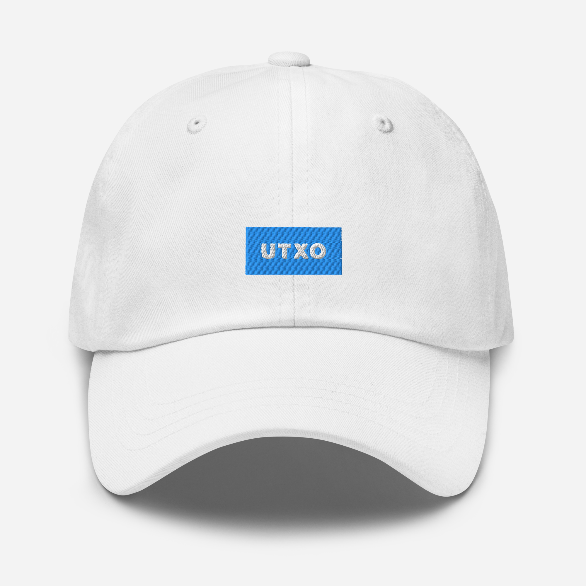 Classic Dad Hat - White - UTXO (blue)