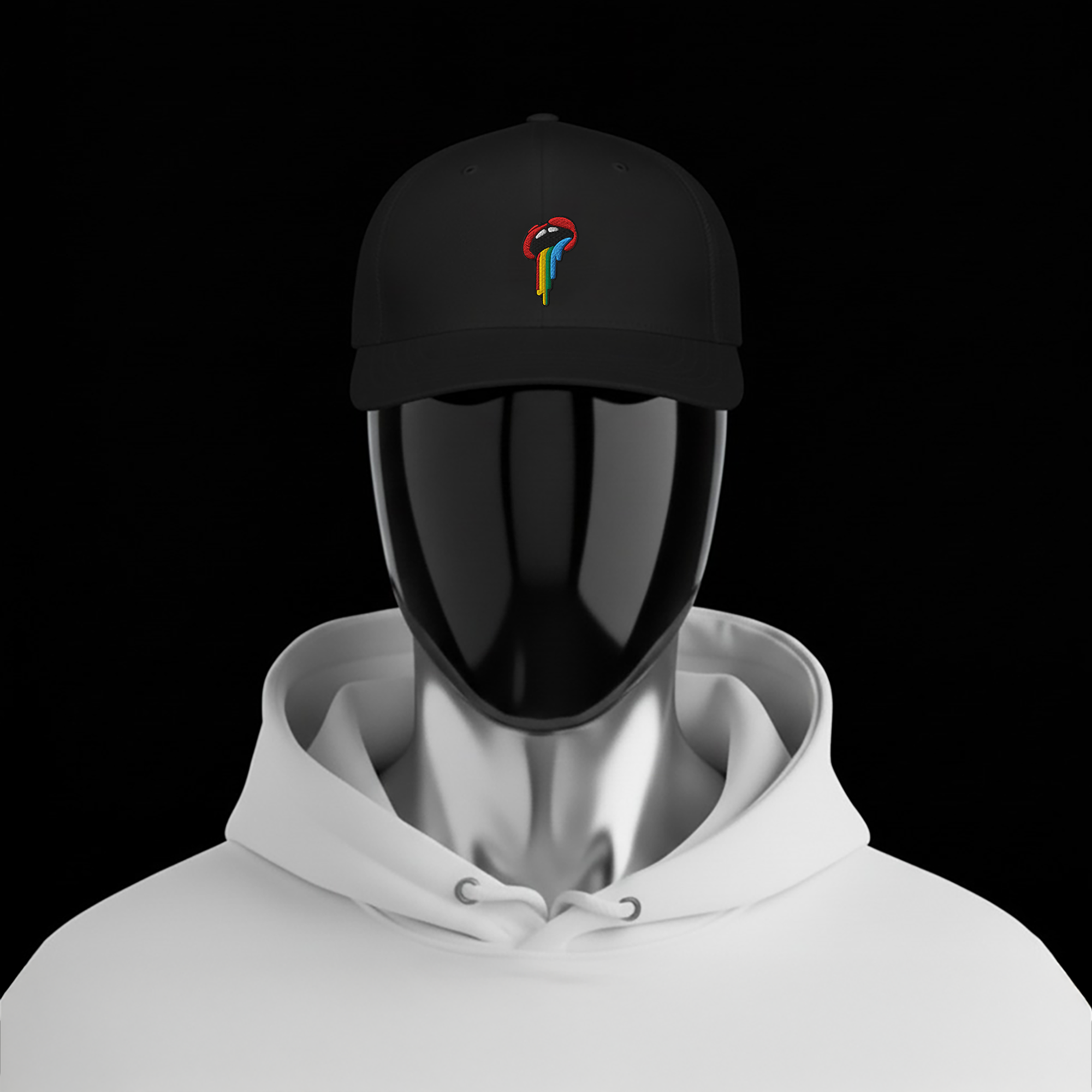 Closed-Back Trucker Cap - Black - Rainbow
