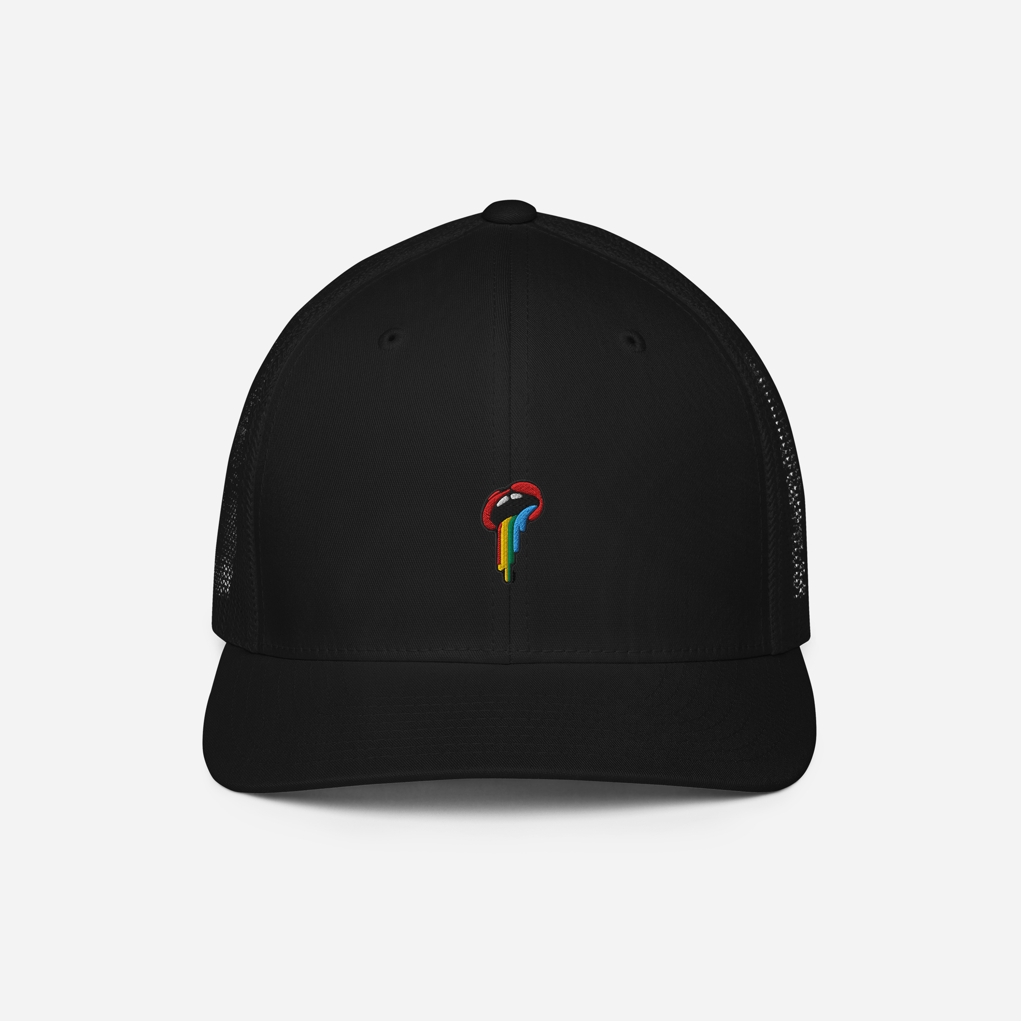 Closed-Back Trucker Cap - Black - Rainbow