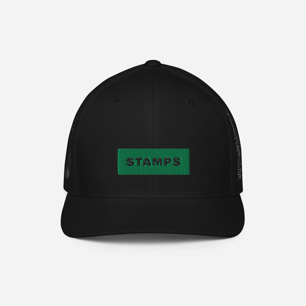 Closed-Back Trucker Cap - Black - STAMPS (green)