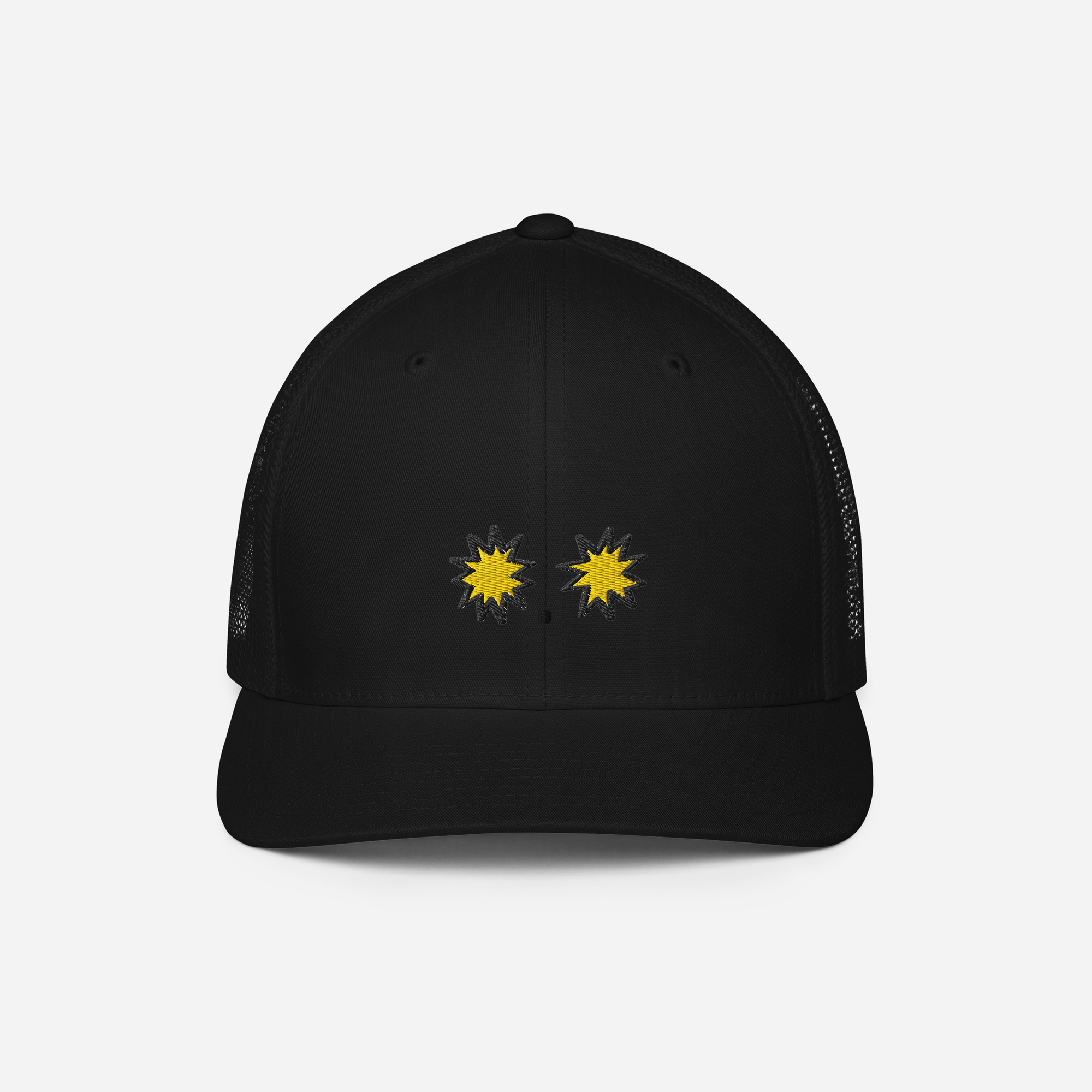 Closed-Back Trucker Cap - Black - StarsEyes (yellow)