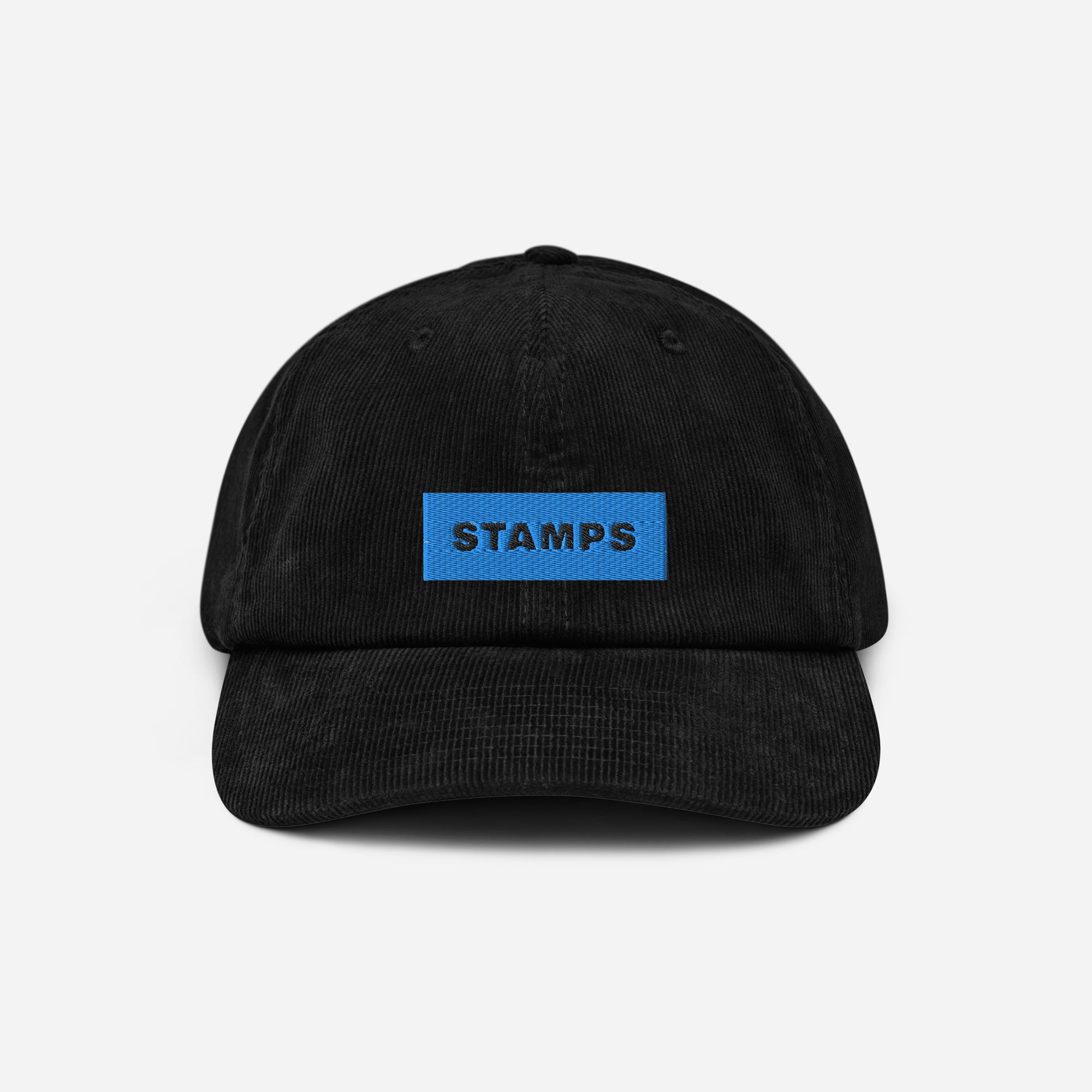 Corduroy Hat - Black - STAMPS (blue)