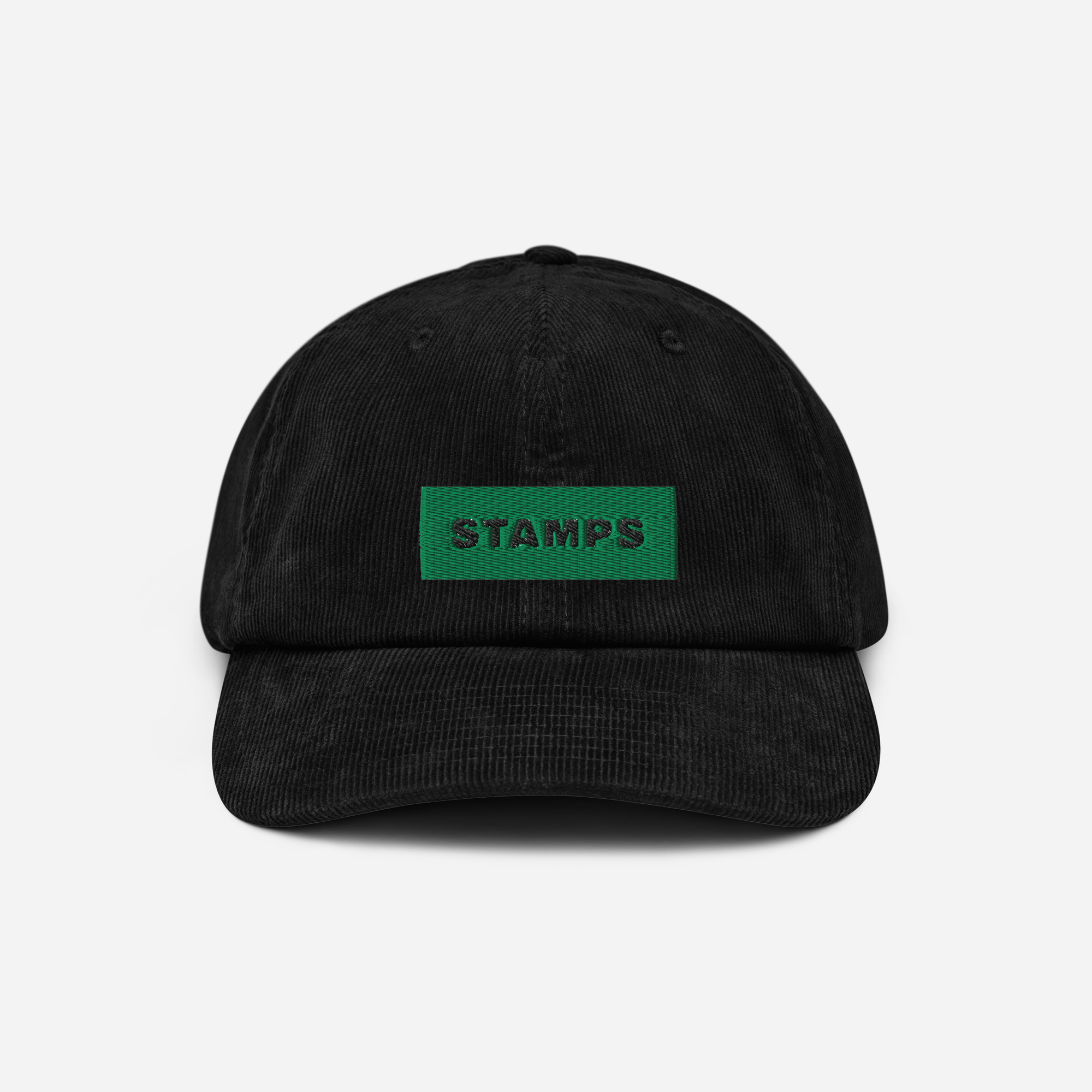 Corduroy Hat - Black - STAMPS (green)