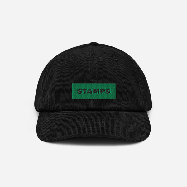 Corduroy Hat - Black - STAMPS (green)