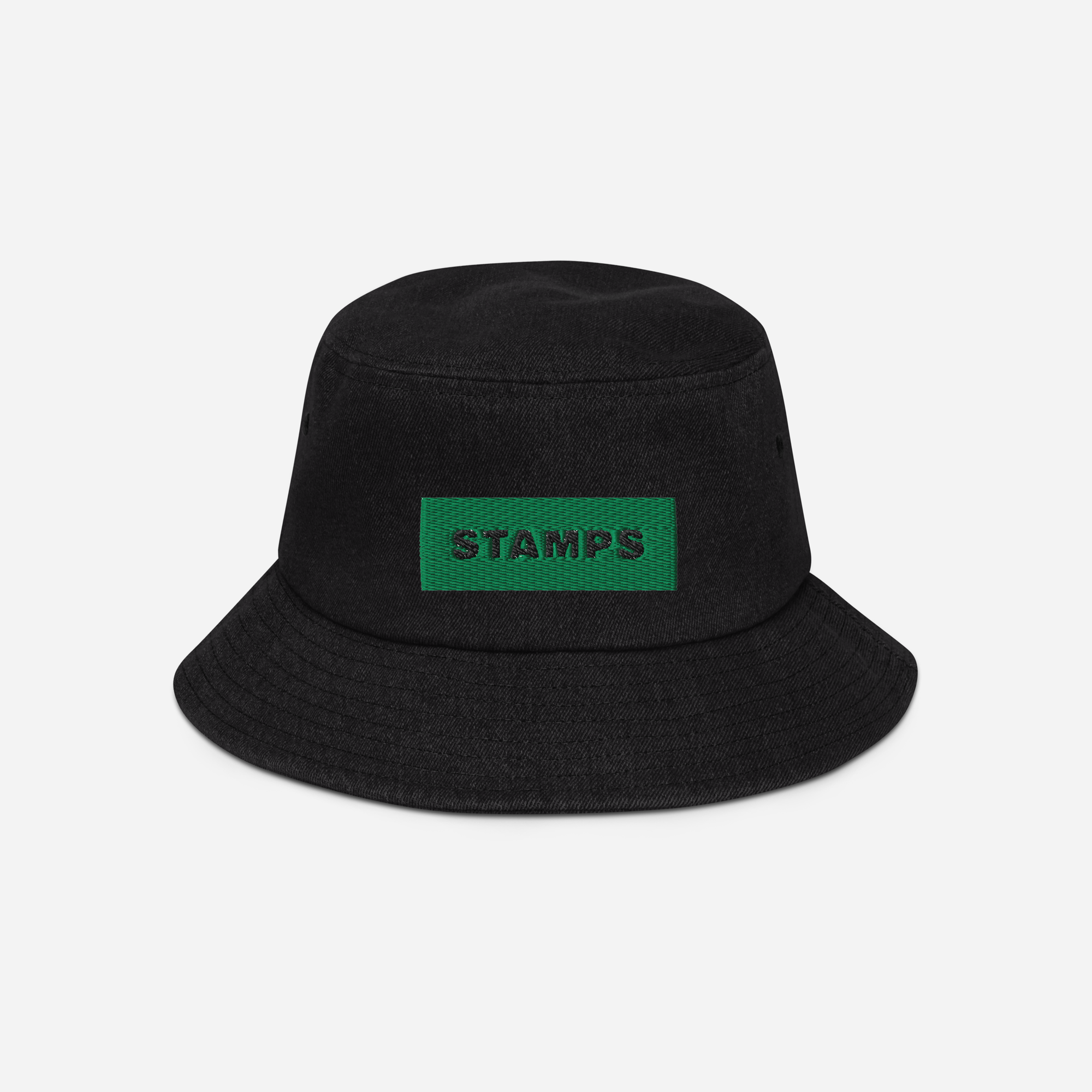 Denim Bucket Hat - BLACK - STAMPS (green)