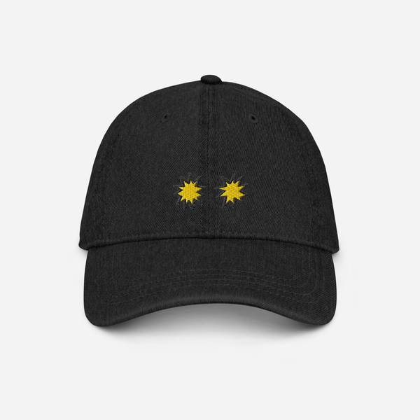 Denim Hat - Black - StarsEyes (yellow)