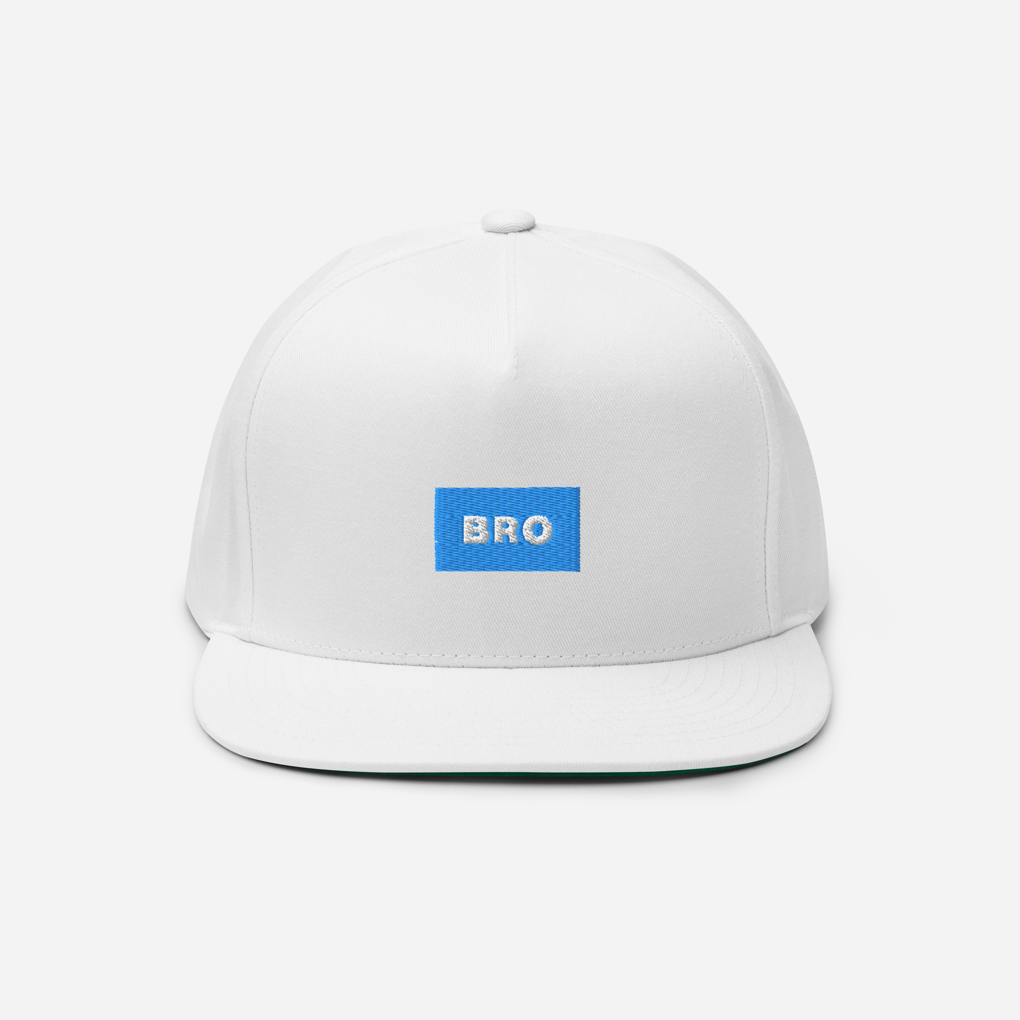 Flat Bill Cap - White - BRO (blue)