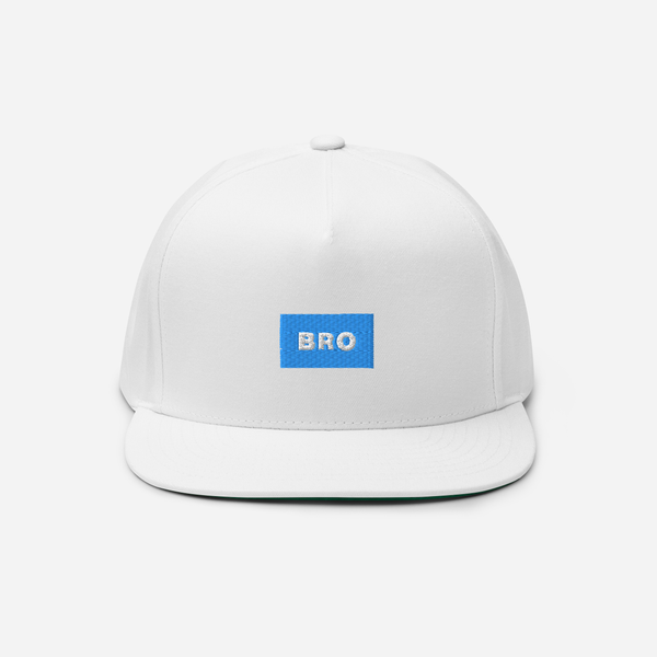 Flat Bill Cap - White - BRO (blue)