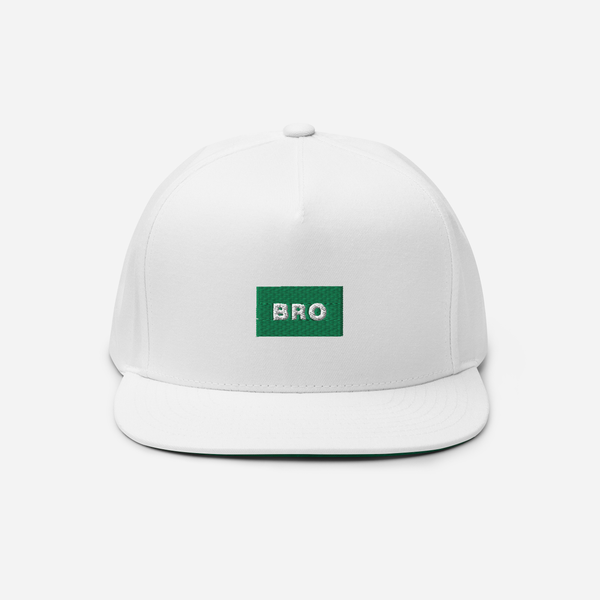 Flat Bill Cap - White - BRO (green)
