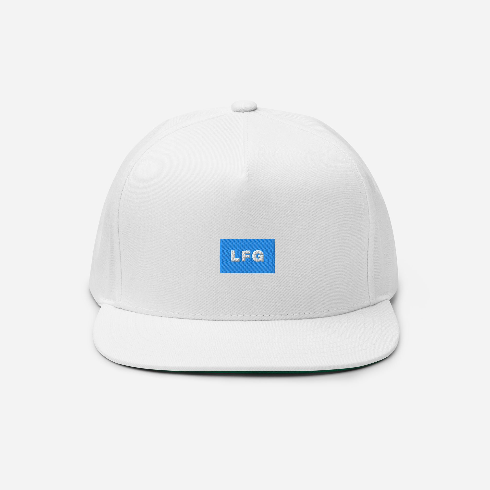 Flat Bill Cap - White - LFG (blue)