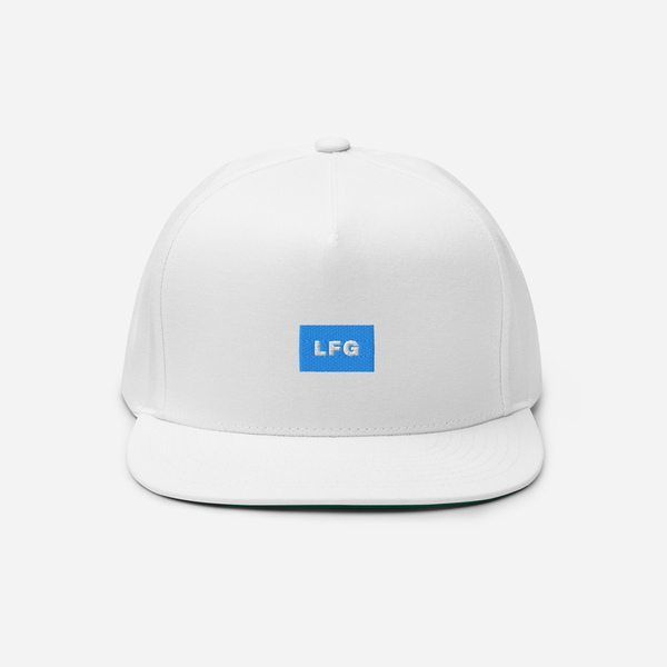 Flat Bill Cap - White - LFG (blue)