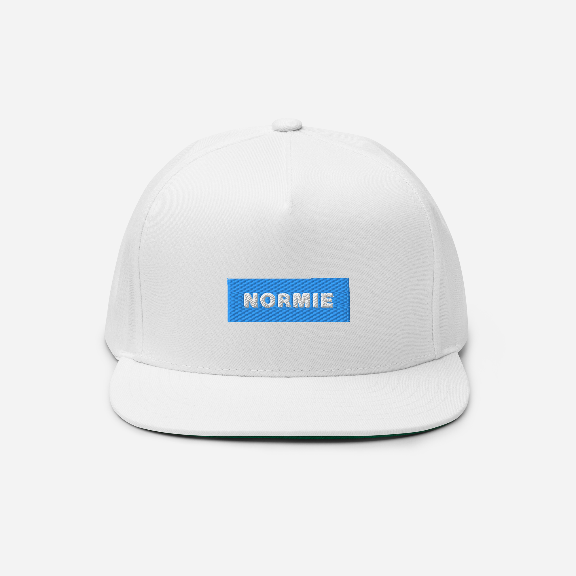 Flat Bill Cap - White - NORMIE (blue)