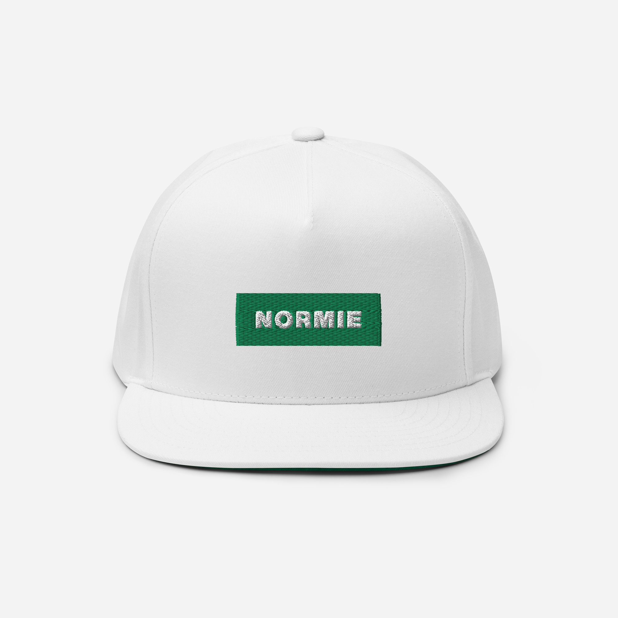 Flat Bill Cap - White - NORMIE (green)