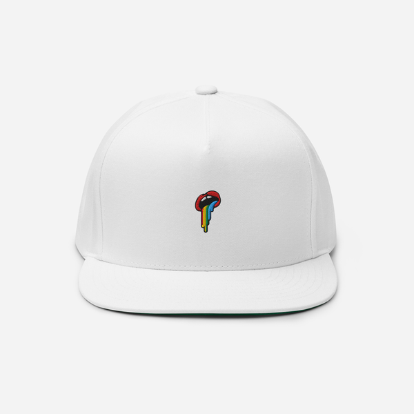 Flat Bill Cap - White - Rainbow