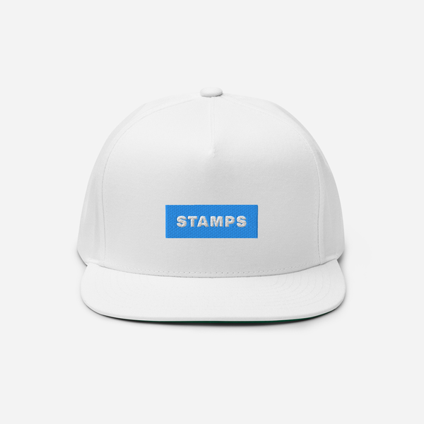 Flat Bill Cap - White - STAMPS (blue)