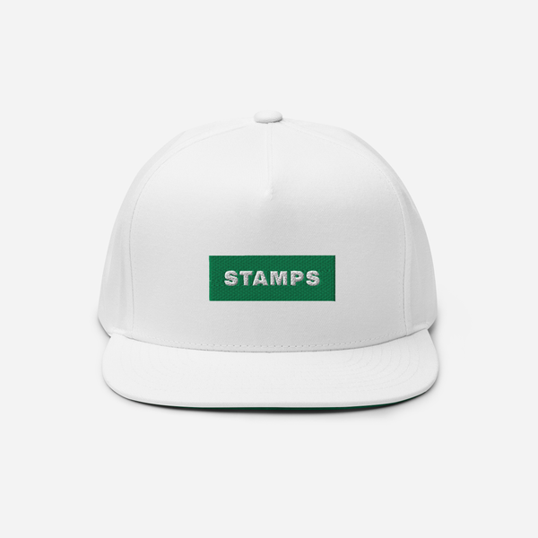 Flat Bill Cap - White - STAMPS (green)