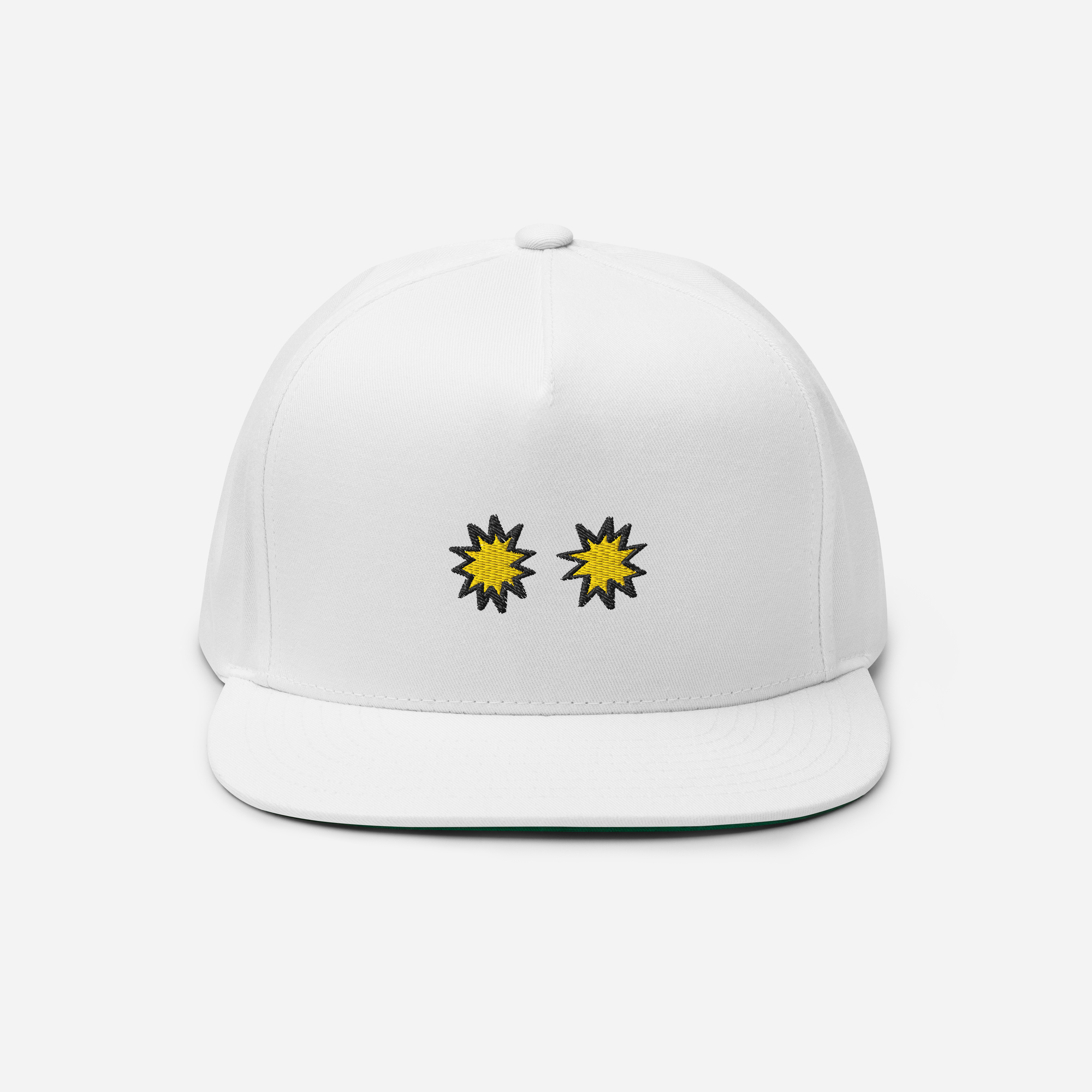Flat Bill Cap - White - StarsEyes (yellow)