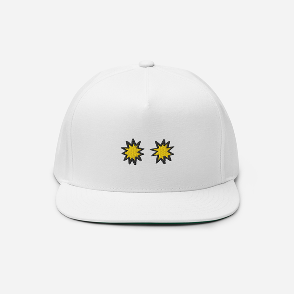 Flat Bill Cap - White - StarsEyes (yellow)