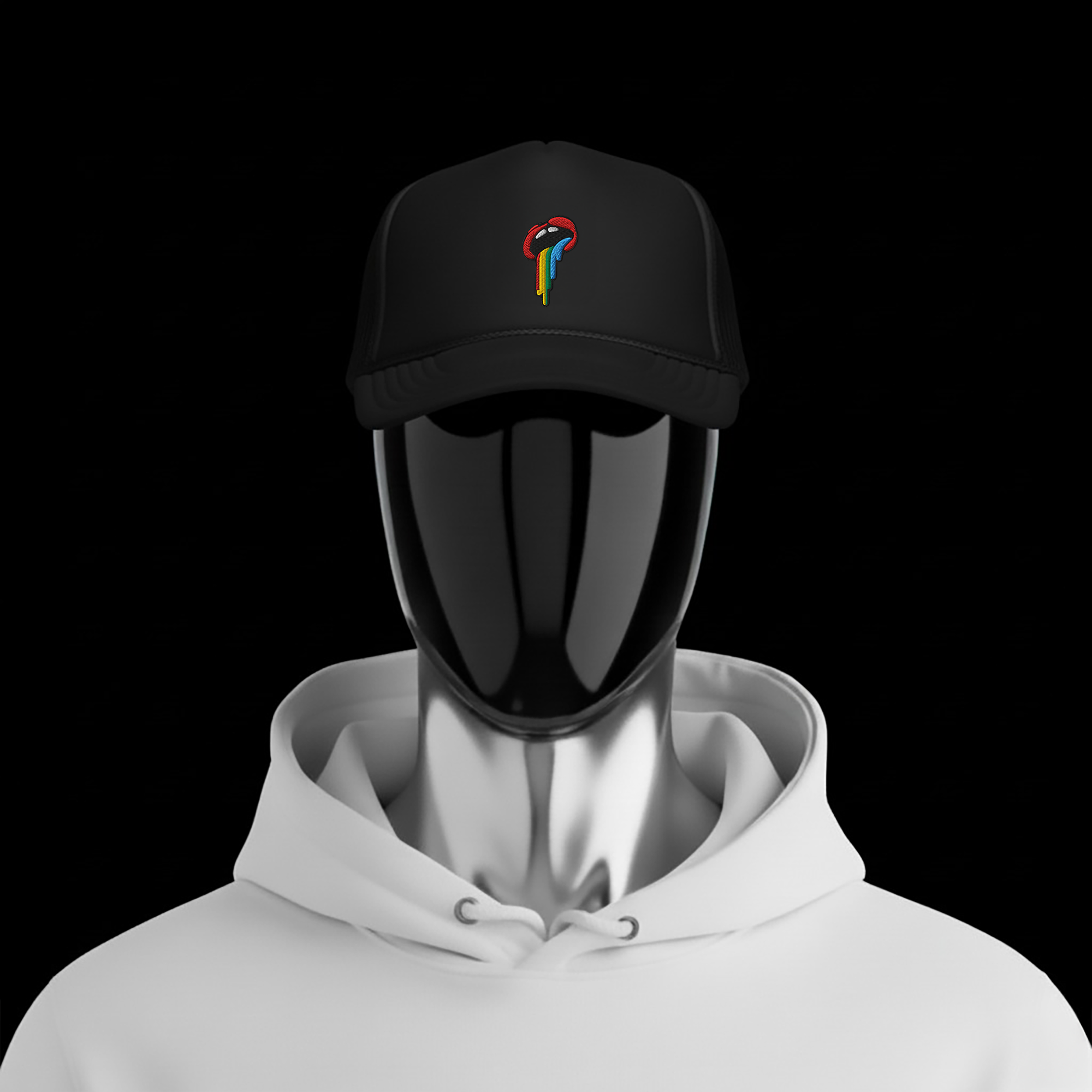 Foam Trucker Hat - Black - Rainbow