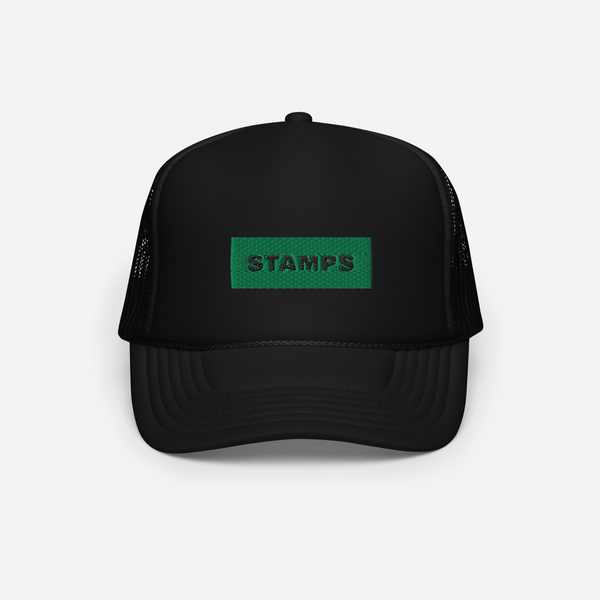 Foam Trucker Hat - Black - STAMPS (green)