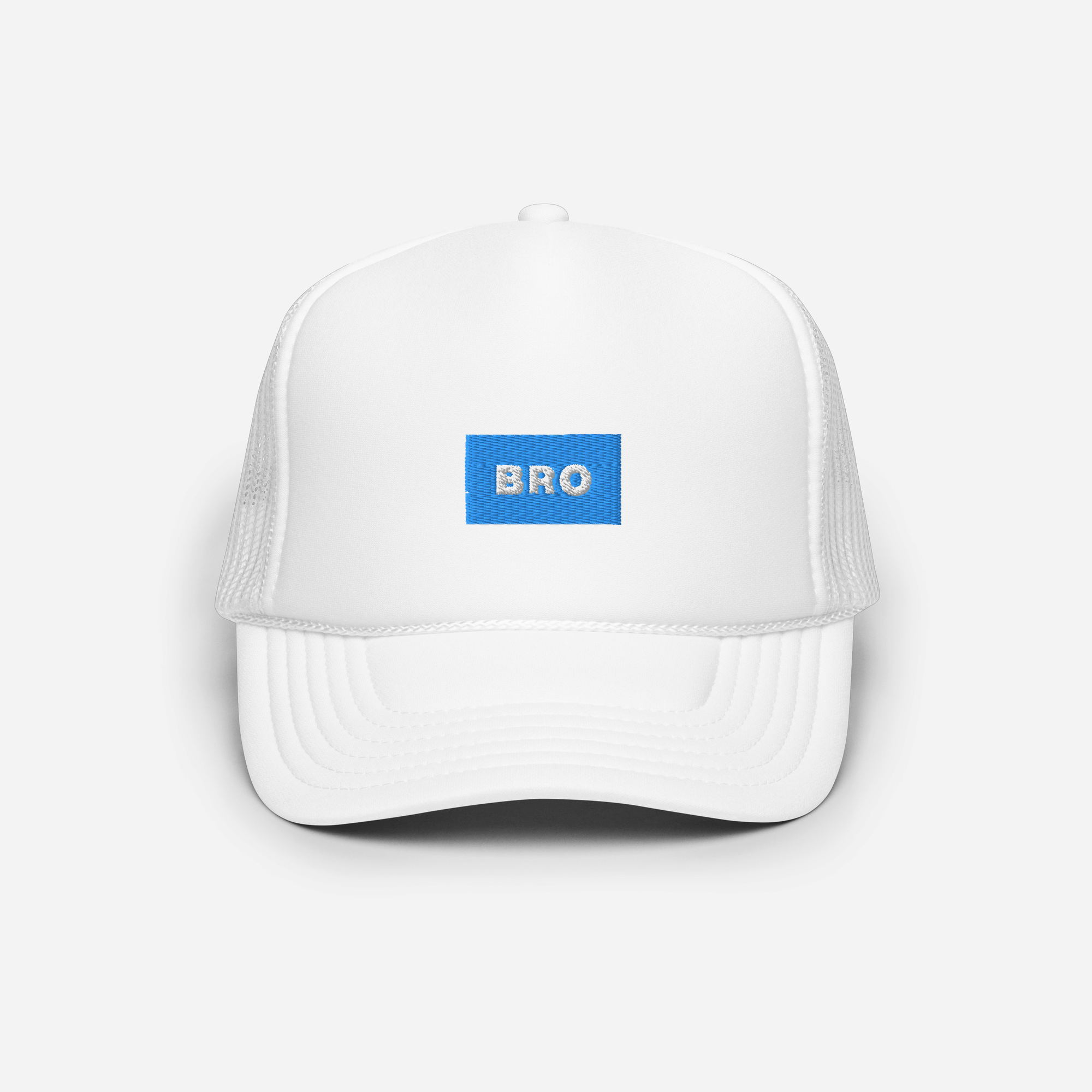 Foam Trucker Hat - White - BRO (blue)