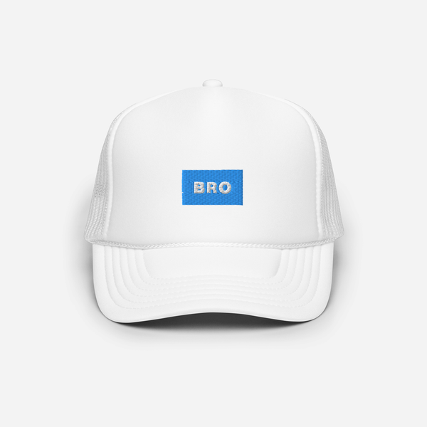 Foam Trucker Hat - White - BRO (blue)